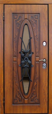 Дверь с ковкой и стеклом KS-053