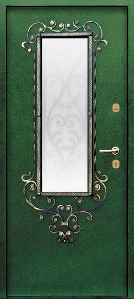 Дверь с ковкой и стеклом KS-058