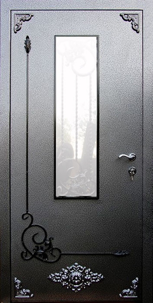 Дверь с ковкой и стеклом KS-059
