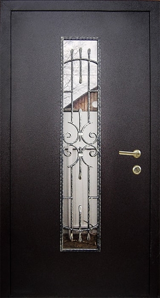 Дверь с ковкой и стеклом KS-044