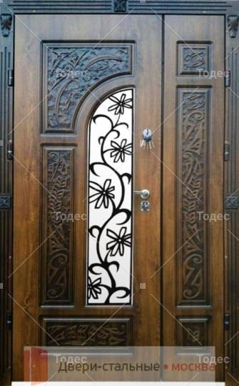 Metallicheskaya Dver S Massivom I Oknom S Reshetkoj Ms 044